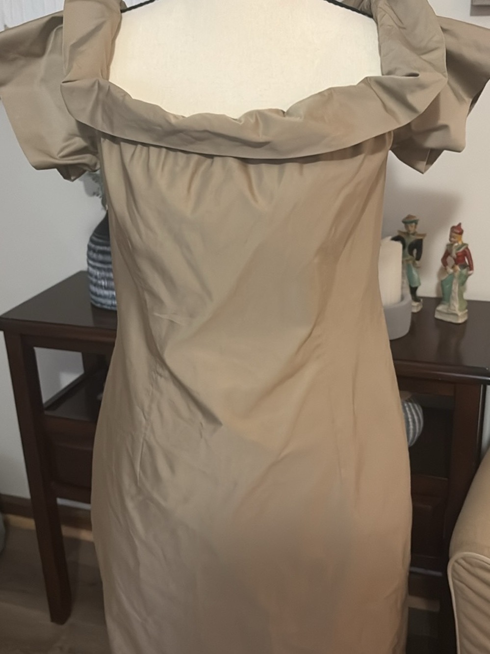 One-Shoulder Beige Sheath Dress